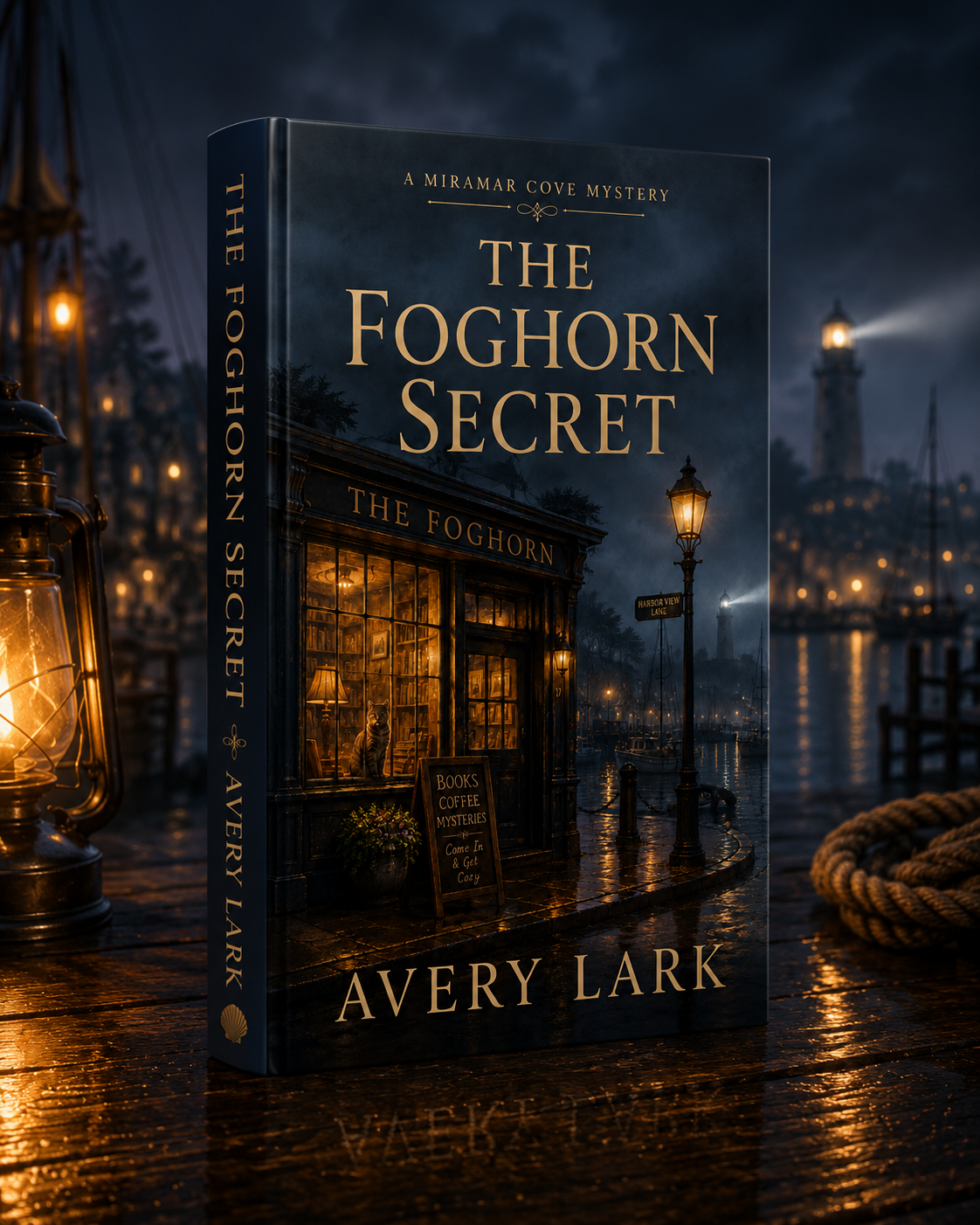 The Foghorn Secret, Book One of the Miramar Cove Cozy Mystery Series by Avery Lark.